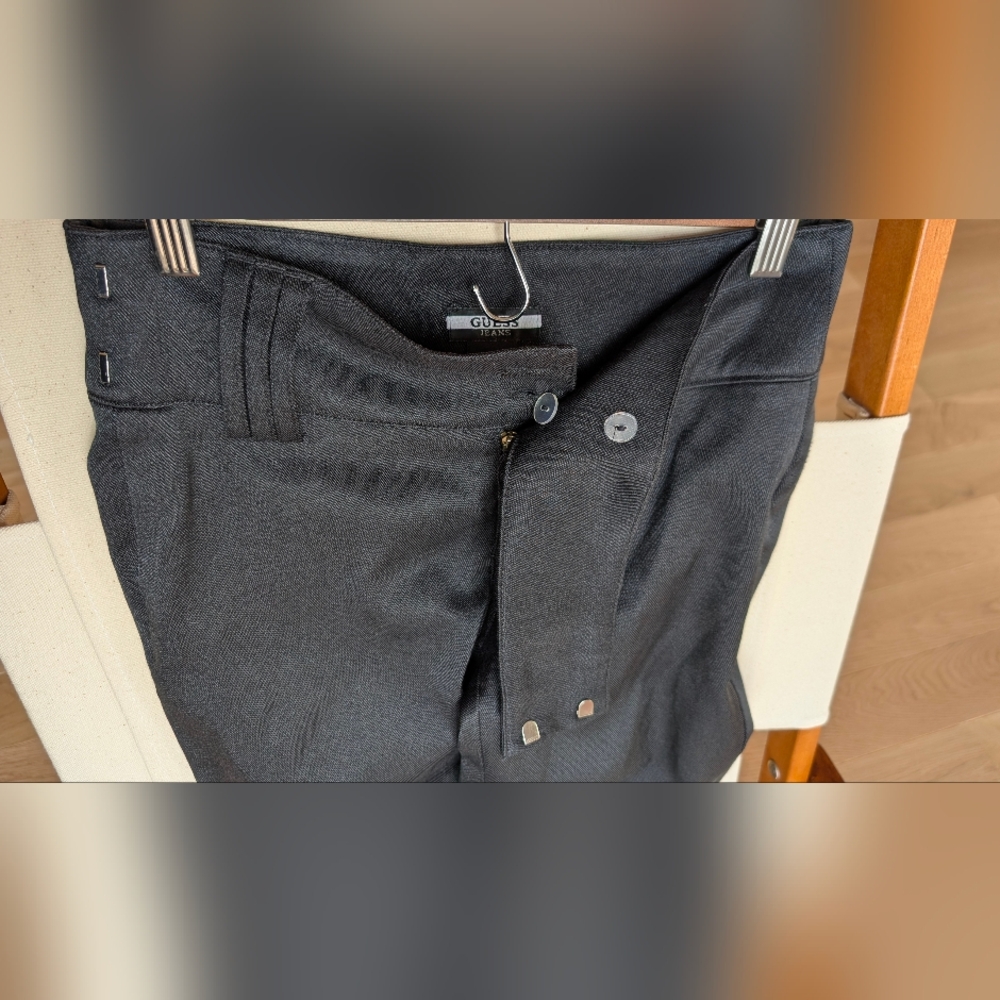 Vintage Y2K Guess Jeans Black Pinstripe Pants Flare Stretch Women's Sz 26 Grunge - Picture 4 of 7